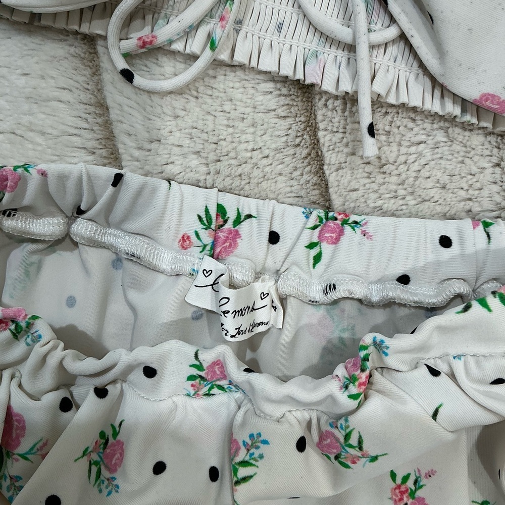 KIDS: For Love And Lemons Floral Polka Dot 2 Piece Bathing Suit - Picture 6 of 10